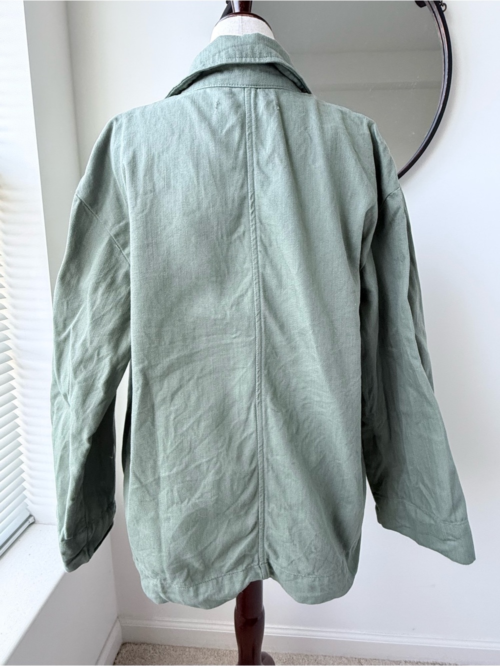 Zara Sage Green Utility Denim Jacket with Front Pockets - Picture 2 of 10